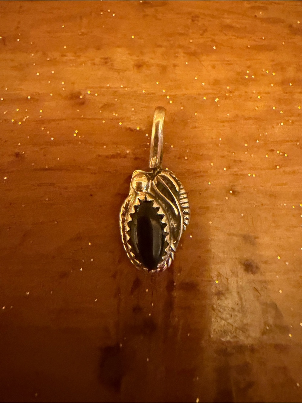 Sterling  Black onyx leaf pendant or charm